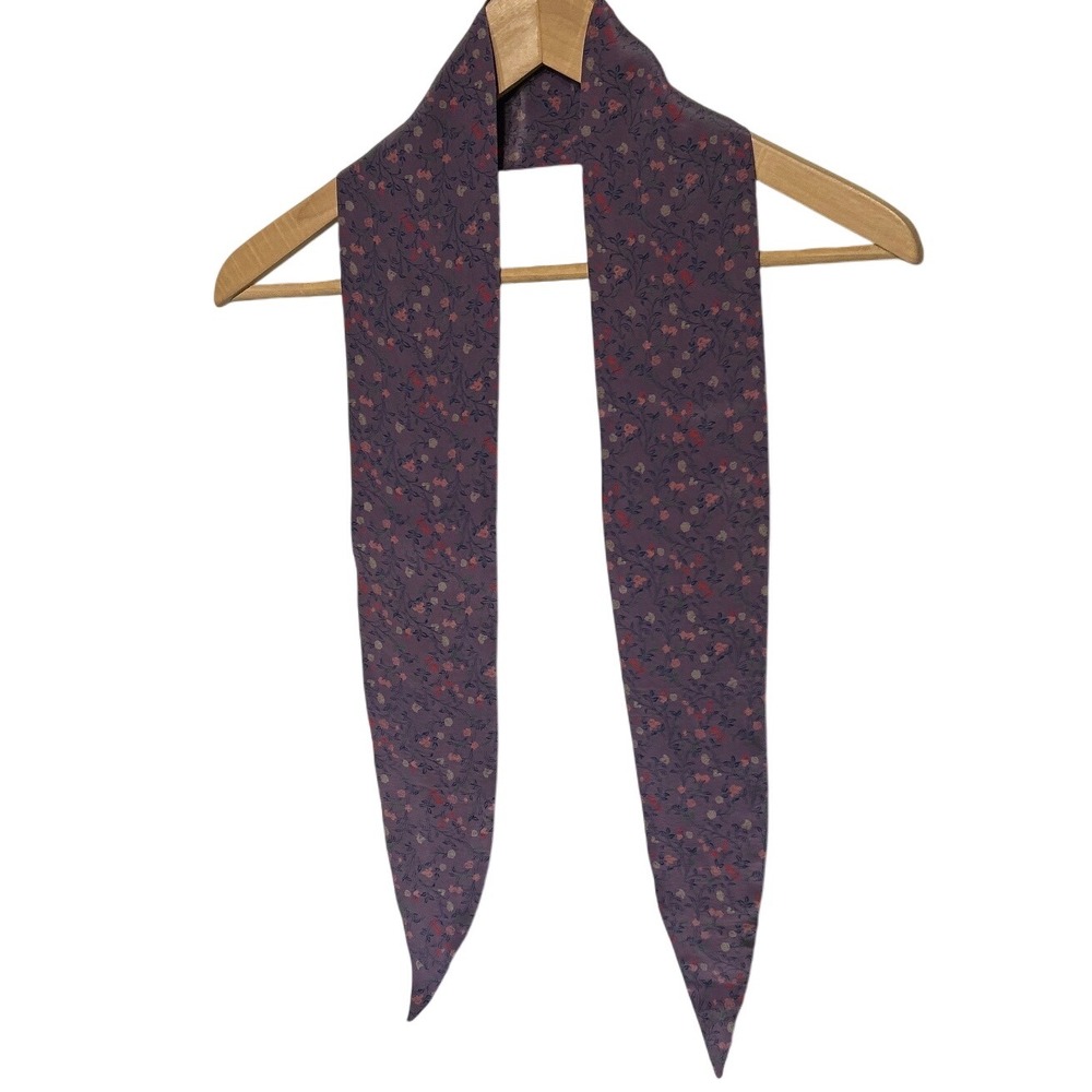 VTG Ginnie Johansen INC Dallas 100%‎ Silk Purple Floral Neck Scarf